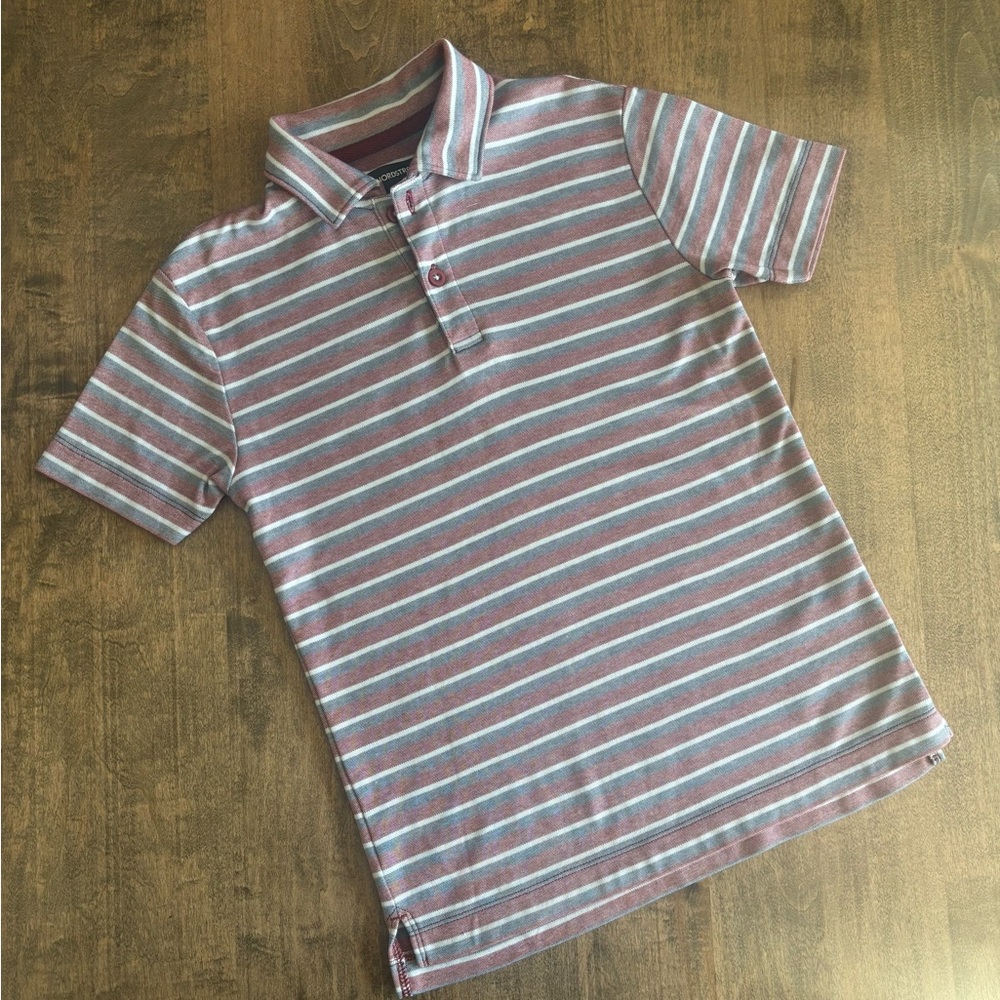 Nordstrom Boys Performance Stripe Pique Polo Shirt / Size Small (7/8)